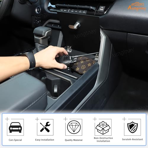 Car Lower Center Console Lock Safe Storage Box Cover Lid Compatible with 2022