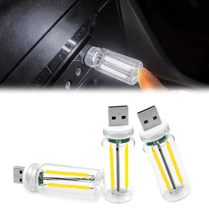 3PCS USB Car Interior Ambient Lights (White)