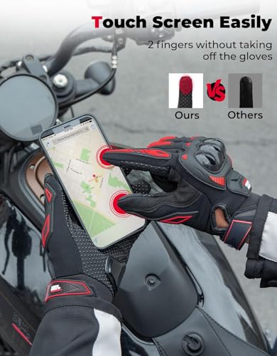 Motorcycle Gloves for Men (Red / X-Large)