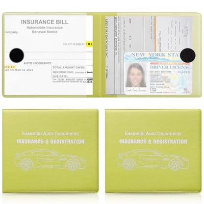 Car Registration and Insurance Card Holder (Leather Green)