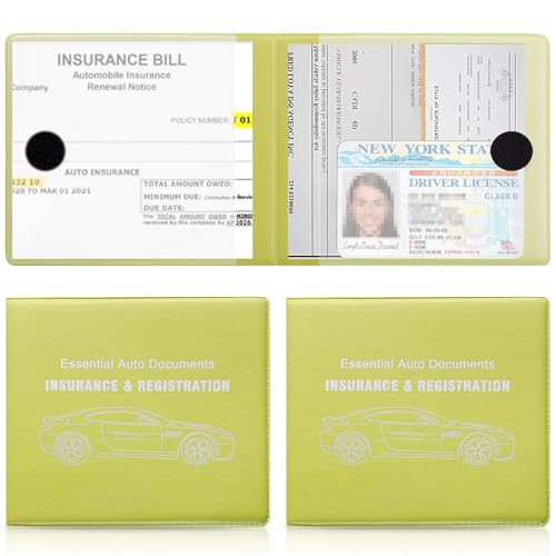 Car Registration and Insurance Card Holder (Leather Green)