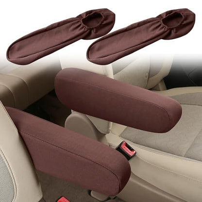 2PC Car Front Seat Armrest Covers (Coffee-2PC)