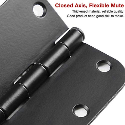 3 1 2" Matte Black Door Hinges 3.5 Inch Rounded Flat 18 Pack (Matte Black / 18 Pack)