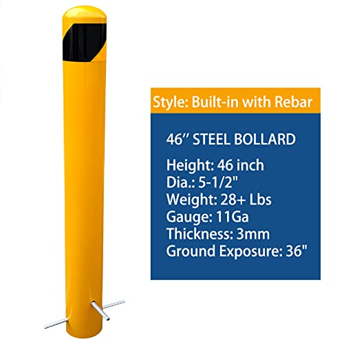 46" Pour in Place Steel Bollard Post (46" H x 5.5" D)