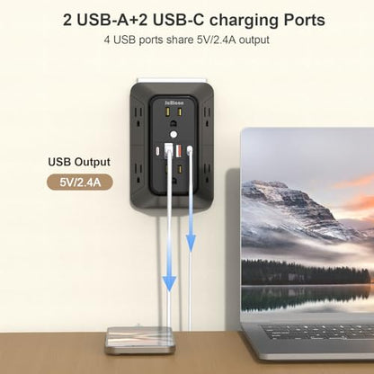 Outlet Extender Surge Protector (Black)