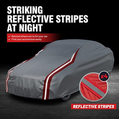 Car Cover Waterproof Custom Fit for Dodge Challenger (Sliver＆Red / Custom Fit Challenger)