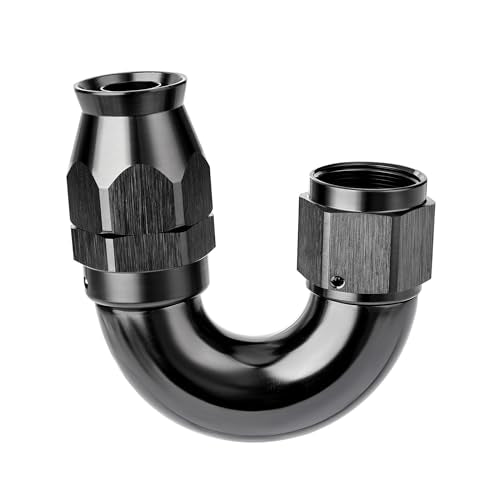 12AN 180 Degree PTFE One Piece Full Flow End Hose Fitting Aluminum Black (12AN / 180 Degree)