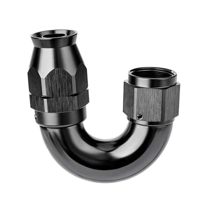 12AN 180 Degree PTFE One Piece Full Flow End Hose Fitting Aluminum Black (12AN / 180 Degree)