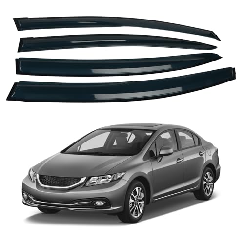 4PCS Window Visors Rain Guards Fits for Honda Civic 2012 (For Honda Civic 2012-2015)
