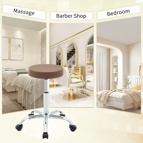 Salon Rolling Chair (Coffee Brown / No Back & Footrest)