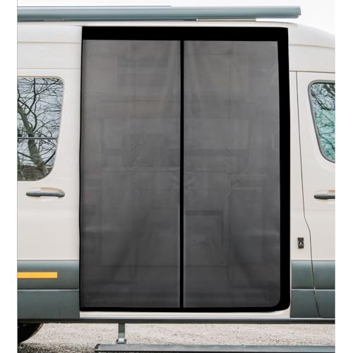 83''H x 59''W Van Bug Screen Side Door Sliding Door Window Covers with Magnetic Closure Car Window Screens for Mercedes Sprinter Motorhome Camper (Side Door,83''(H) x 59''(W))