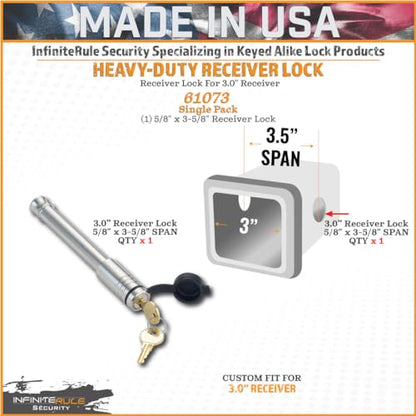 61073 Receiver Lock for 3" Receiver (Fits: 3.0" Receiver / 1PK (1) Receiver Lock)