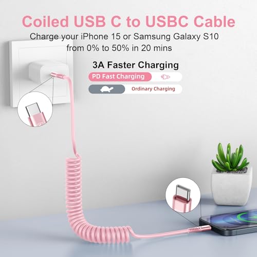 USB C to C Cable 3FT for Car (3FT / Pink)