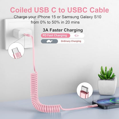 USB C to C Cable 3FT for Car (3FT / Pink)