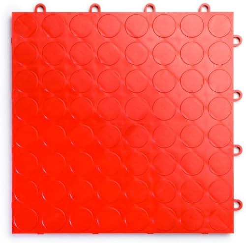 SnapLock RaceDeck CircleTrac 12"x12" Interlocking Garage Tiles (24 Pack / Red)