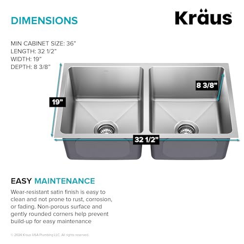 Fairlane 33 inch Undermount Double Bowl 18 (33 Inch / Double Bowl — Undermount)
