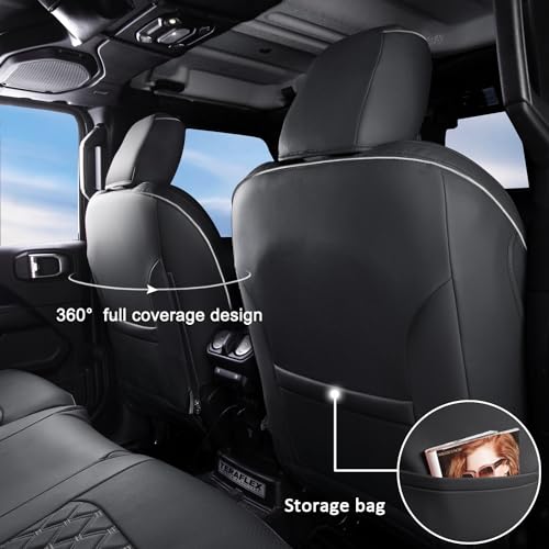 Wrangler JL Seat Covers Custom Fit for Jeep Wrangler (Black&Gray / 18-26 JL 4 Door Without Rear Cup Holder Full Set)