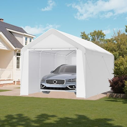 10x20 Carport Heavy Duty Portable Garage Shelter w (White / 10x20 with sidewalls)