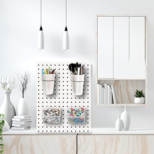 6 Sets Pegboard Bins and Cups with Pegboard Hooks (Transparent)