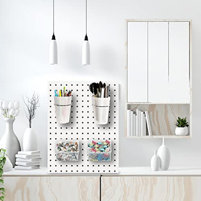 6 Sets Pegboard Bins and Cups with Pegboard Hooks (Transparent)