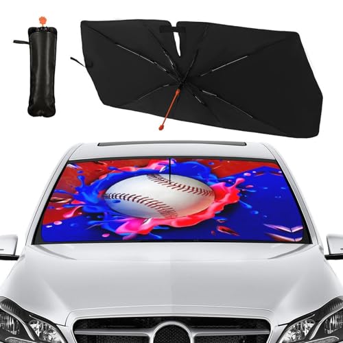 Baseball Car Windshield Sunshade Umbrella Foldable Visor Umbrella (57X31 Inch / Color-BS1)