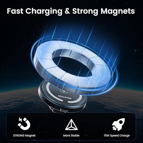 for iPhone 17 MagSafe Car Charger Cup Holder Mount with Car Adapter (Black)