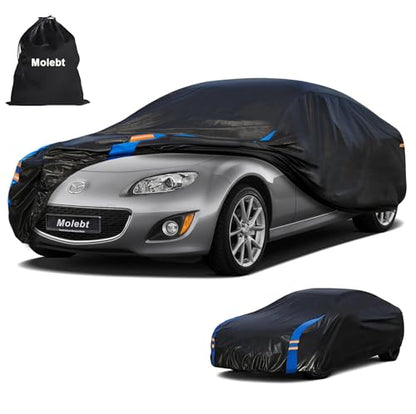 Car Cover Waterproof All Weather for Automobiles (Black-Blue / 2 Fit Sedan/Coupe-Length Up To 165 inch)