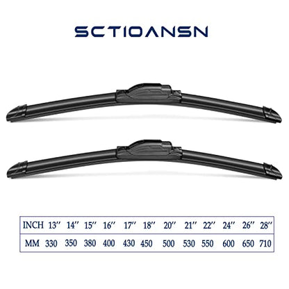 3Pcs Windshield Wipers for Honda Fit 2009 (28''+14''+14B''(Front & Rear Windshield Wiper))