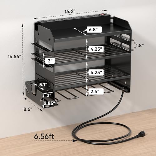 Power Tool Organizer Wall Mount with Charging Station (Black / Standard)