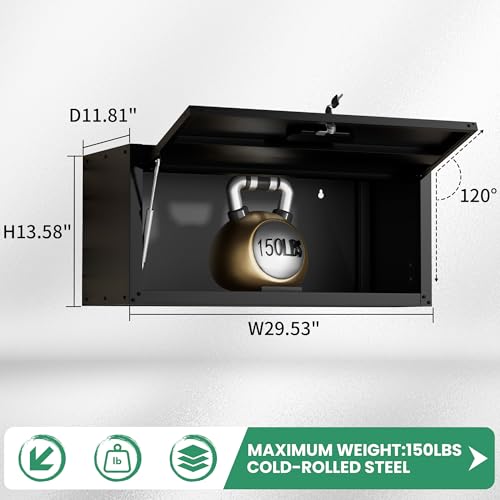 Metal Wall Cabinet (Black / Upflip Door-H13.5")