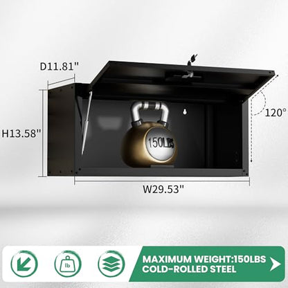 Metal Wall Cabinet (Black / Upflip Door-H13.5")
