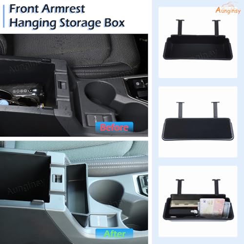 Center Console Organizer Tray Compatible with Subaru Crosstrek (Armrest+Hanging Storage Box)