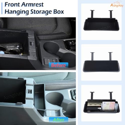 Center Console Organizer Tray Compatible with Subaru Crosstrek (Armrest+Hanging Storage Box)