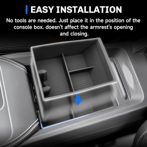 for 2025 2026 Ford Mustang Mach E Center Console Organizer for 2026 Mustang Mach E Accessories [Silicone Under Armrest Tray] for 2025 2026 Mach E Console Organizer Armrest Console Tray