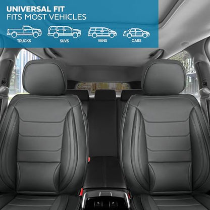 Elite Edition Faux Leather Seat Covers for Cars (Elite Fronts-Charcoal / Front Seats)