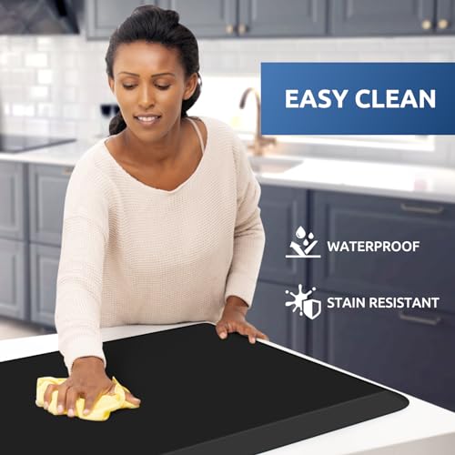 0.8" Thick Kitchen Mat Cushioned Anti Fatigue Rug Comfort Floor Mats (Black / 32"L x 20"W x 0.8"Th)