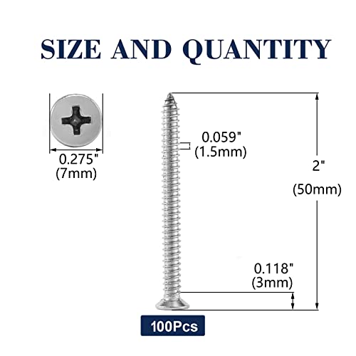 7 x 2 Wood Screw 100Pcs 18 (#7 x 2")