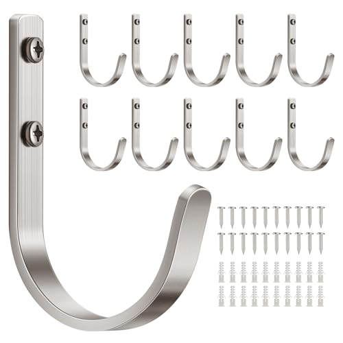 10 Pack 22LB Wall Hooks for Hanging Towel (Silver / 10 Pack)