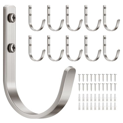 10 Pack 22LB Wall Hooks for Hanging Towel (Silver / 10 Pack)