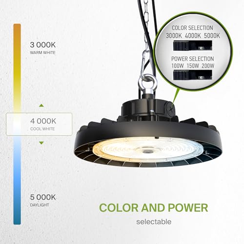 200W LED High Bay UFO Lighting (Black)