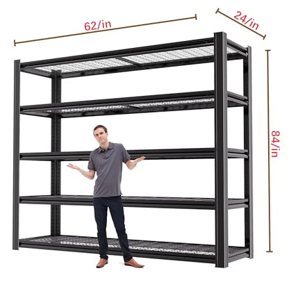 5 Tier Heavy Duty Garage Shelving (5T 62" W x 24" D x 84" H)