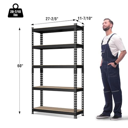 Shelving with MDF Board (Black / 27.4"W x 11.7"D x 60"H)
