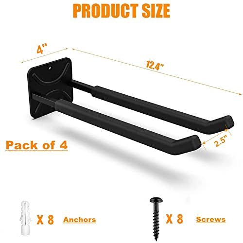 4 Pack Garage Storage System Hooks (4-Pack 12.4" Heavy Hooks)