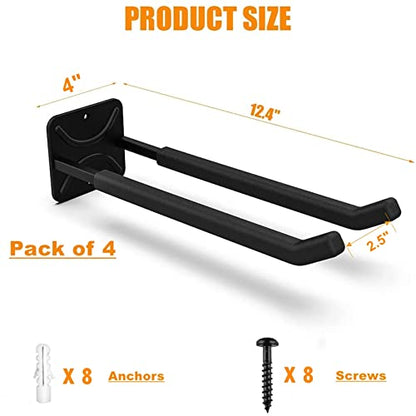 4 Pack Garage Storage System Hooks (4-Pack 12.4" Heavy Hooks)