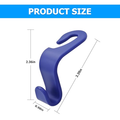 4 Pack Car Seat Headrest Hooks for Vehicle Seats (Blue)