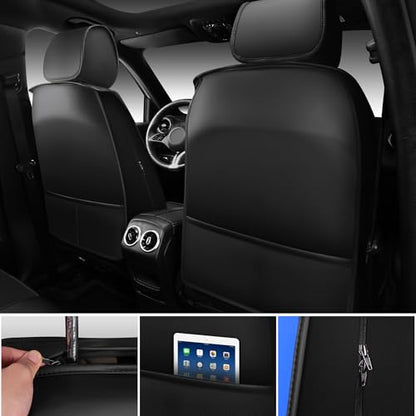 Nappa Leather Car Seat Covers Full Set (Black blue / Full Set)