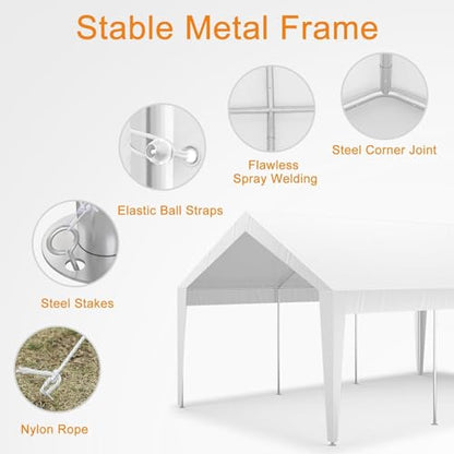 10x20ft Metal Carport with Leg Wrap (Gray / 10*20FT All-inclusive White)