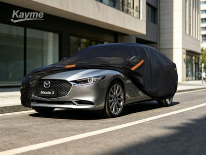 7 Layers Waterproof Sedan Car Cover for Mazda 3 2003 (PE-Black / Custom Fit Mazda 3)