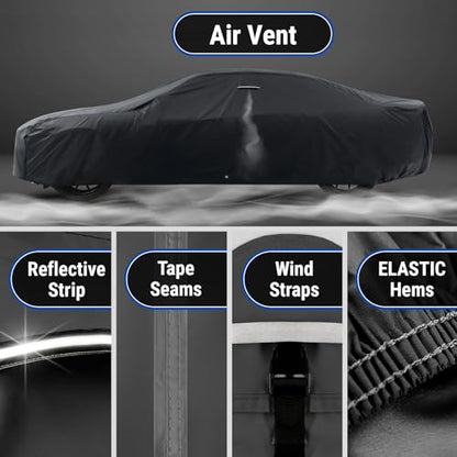Car Cover Waterproof All Weather for 1946 (44. Roadmaster 1946-1953 / Black / Red (Stripe))