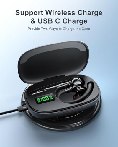 Earbuds Wireless Earpiece Bluetooth Headset Noise Canceling Mic Hands Free (Black)
